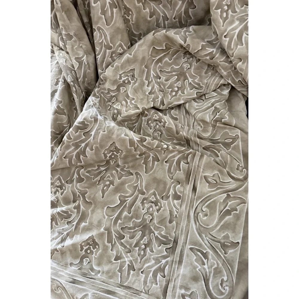 Restoration Hardware Tan Amalfi Rave Queen Size Duvet Cover Set Shams Italy 3 PC
